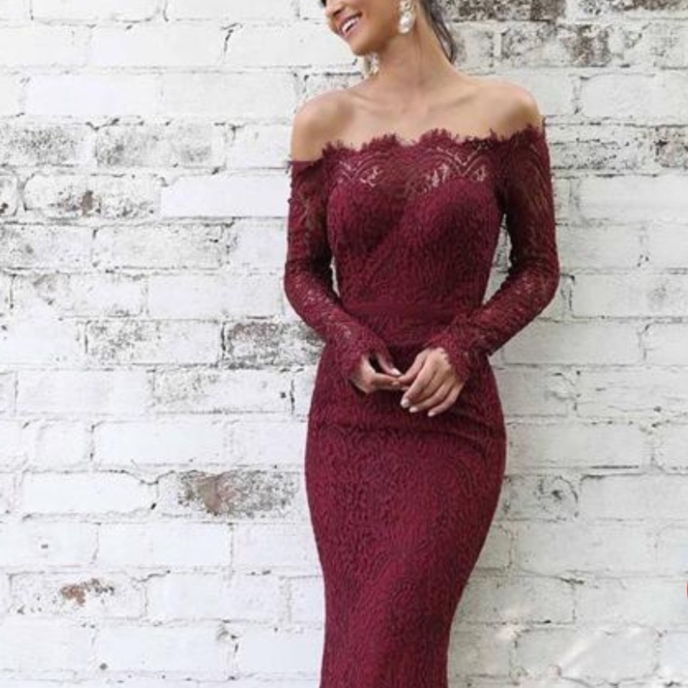 Off Shoulder Long Sleeves Lace Mermaid Long Evening or Prom Dress